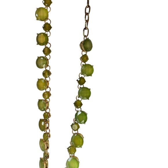 Faceted Green Glass Stone Gold-Tone Necklace By Lane Bryant 20” - Picture 8 of 9